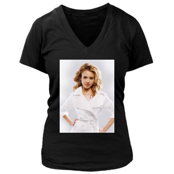 Jessica Alba Women's Deep V-Neck TShirt