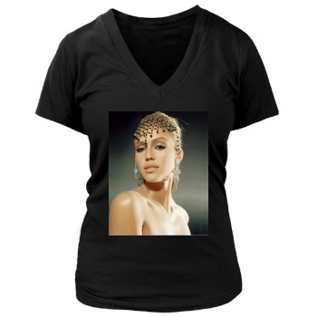 Jessica Alba Women's Deep V-Neck TShirt