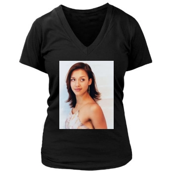 Jessica Alba Women's Deep V-Neck TShirt