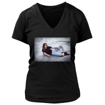 Jessica Alba Women's Deep V-Neck TShirt