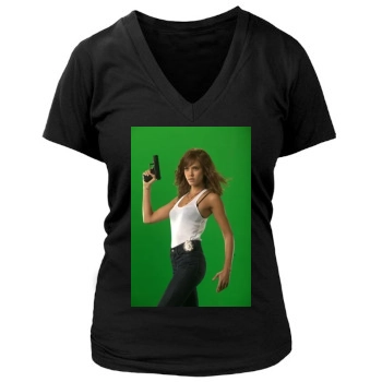 Jessica Alba Women's Deep V-Neck TShirt