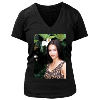 Jessica Alba Women's Deep V-Neck TShirt