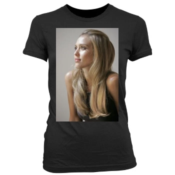 Jessica Alba Women's Junior Cut Crewneck T-Shirt