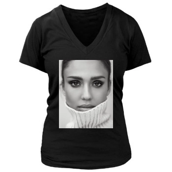 Jessica Alba Women's Deep V-Neck TShirt