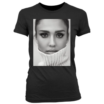 Jessica Alba Women's Junior Cut Crewneck T-Shirt