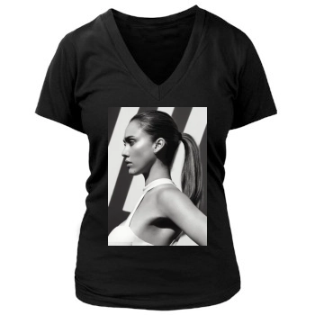 Jessica Alba Women's Deep V-Neck TShirt