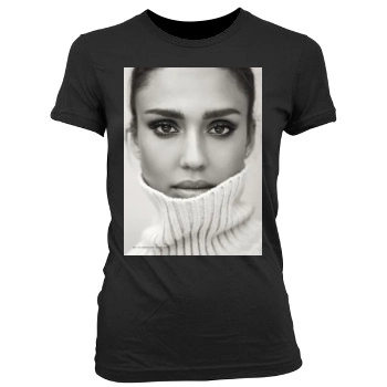 Jessica Alba Women's Junior Cut Crewneck T-Shirt