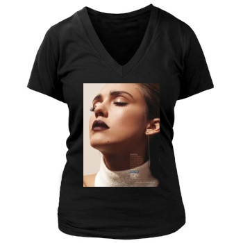 Jessica Alba Women's Deep V-Neck TShirt