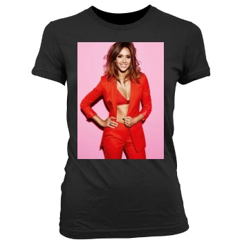 Jessica Alba Women's Junior Cut Crewneck T-Shirt