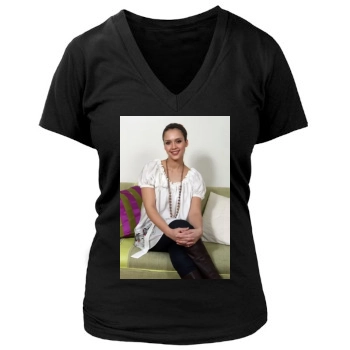 Jessica Alba Women's Deep V-Neck TShirt