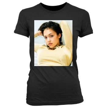 Jessica Alba Women's Junior Cut Crewneck T-Shirt