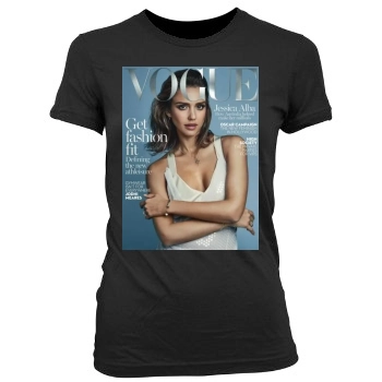 Jessica Alba Women's Junior Cut Crewneck T-Shirt