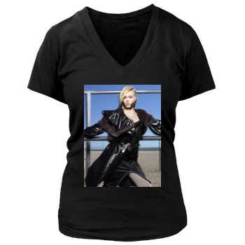 Jessica Alba Women's Deep V-Neck TShirt