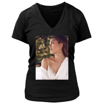 Jessica Alba Women's Deep V-Neck TShirt