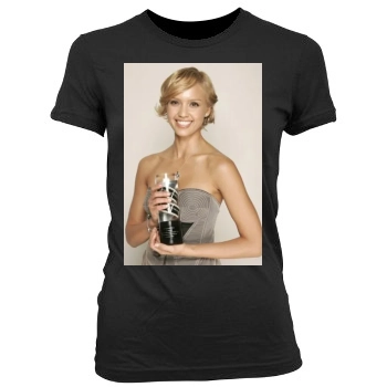 Jessica Alba Women's Junior Cut Crewneck T-Shirt