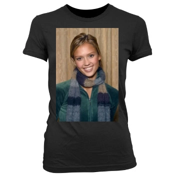 Jessica Alba Women's Junior Cut Crewneck T-Shirt