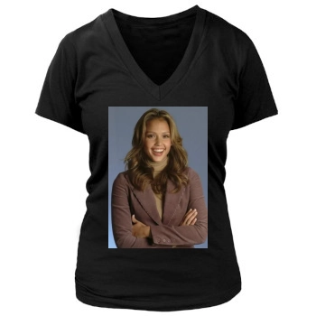 Jessica Alba Women's Deep V-Neck TShirt