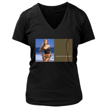 Jessica Alba Women's Deep V-Neck TShirt