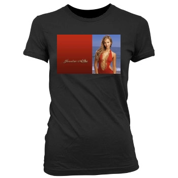 Jessica Alba Women's Junior Cut Crewneck T-Shirt