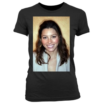 Jessica Biel Women's Junior Cut Crewneck T-Shirt