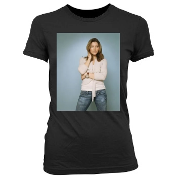 Jessica Biel Women's Junior Cut Crewneck T-Shirt