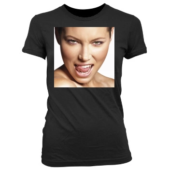 Jessica Biel Women's Junior Cut Crewneck T-Shirt