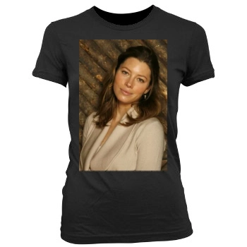 Jessica Biel Women's Junior Cut Crewneck T-Shirt