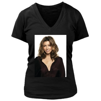 Jessica Biel Women's Deep V-Neck TShirt