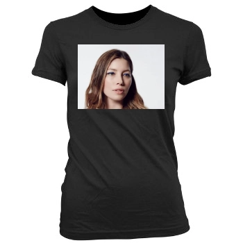 Jessica Biel Women's Junior Cut Crewneck T-Shirt