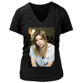 Jessica Biel Women's Deep V-Neck TShirt