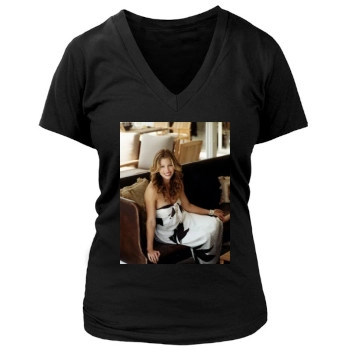 Jessica Biel Women's Deep V-Neck TShirt