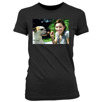 Jessica Biel Women's Junior Cut Crewneck T-Shirt