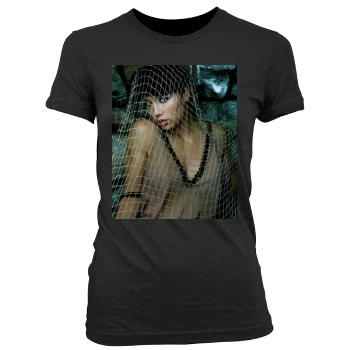 Jessica Biel Women's Junior Cut Crewneck T-Shirt