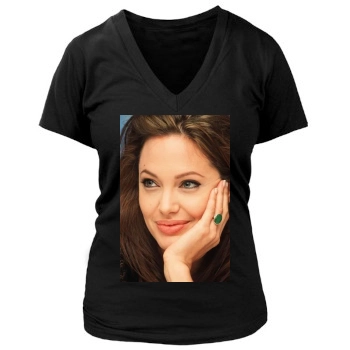 Angelina Jolie Women's Deep V-Neck TShirt