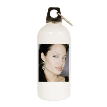 Angelina Jolie White Water Bottle With Carabiner