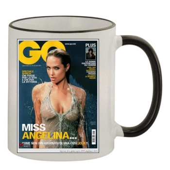 Angelina Jolie 11oz Colored Rim & Handle Mug