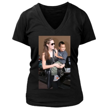 Angelina Jolie Women's Deep V-Neck TShirt