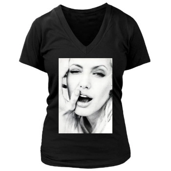 Angelina Jolie Women's Deep V-Neck TShirt