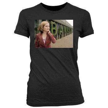 Julia Stiles Women's Junior Cut Crewneck T-Shirt