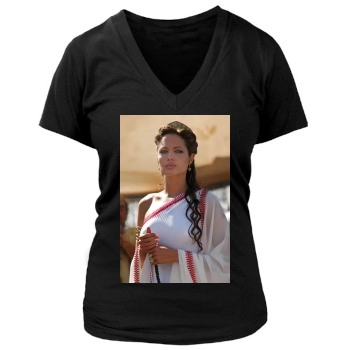 Angelina Jolie Women's Deep V-Neck TShirt