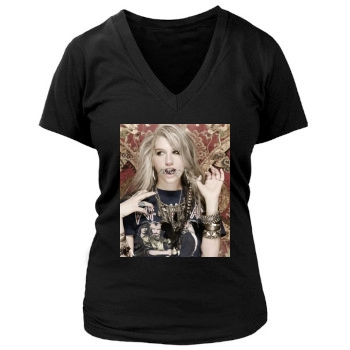 Kesha Women's Deep V-Neck TShirt