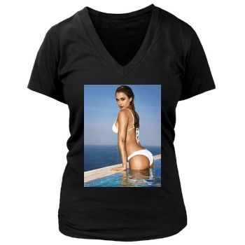 Jessica Alba Women's Deep V-Neck TShirt