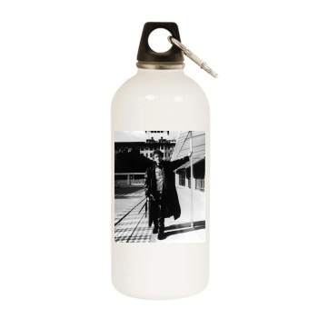 Bob Dylan White Water Bottle With Carabiner