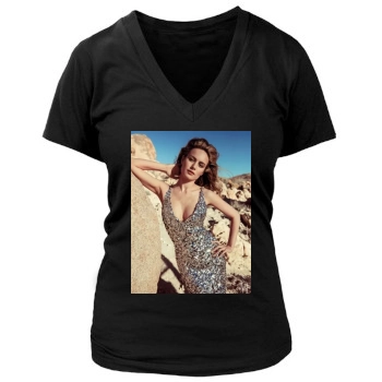 Brie Larson Women's Deep V-Neck TShirt