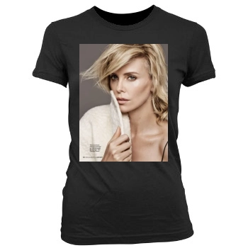 Charlize Theron Women's Junior Cut Crewneck T-Shirt