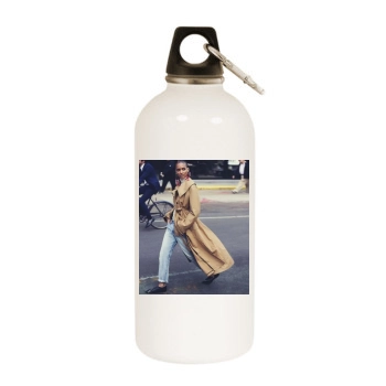 Cora Emmanuel White Water Bottle With Carabiner