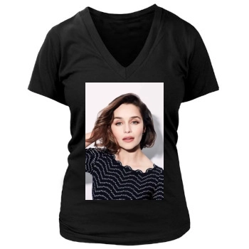 Emilia Clarke Women's Deep V-Neck TShirt