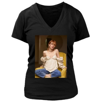Emma Roberts Women's Deep V-Neck TShirt