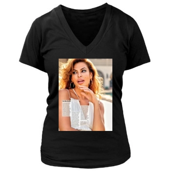 Eva Mendes Women's Deep V-Neck TShirt