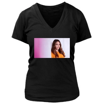 Jessica Alba Women's Deep V-Neck TShirt